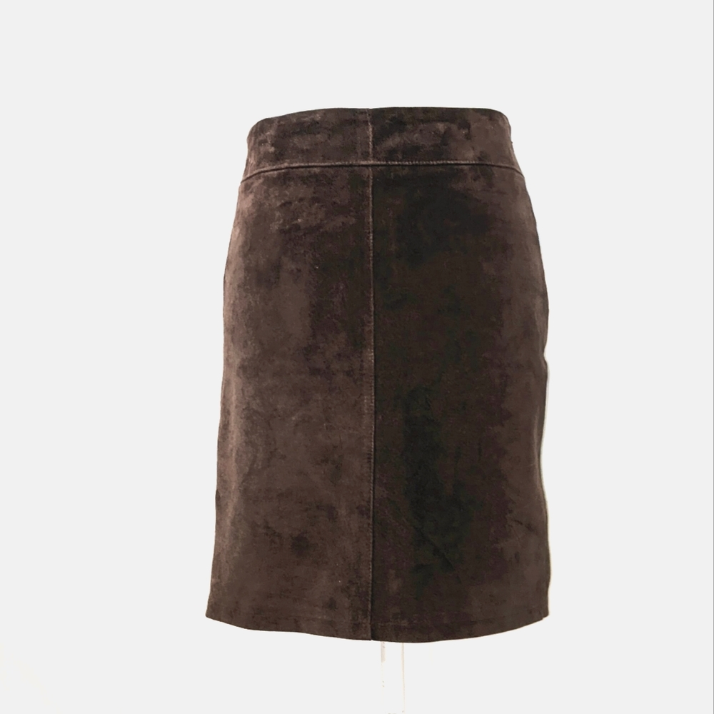 Express World Brand Brown Suede Leather Mini Skirt